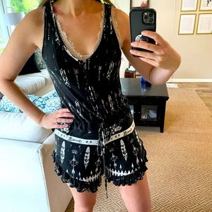 Black and White Cotton Romper